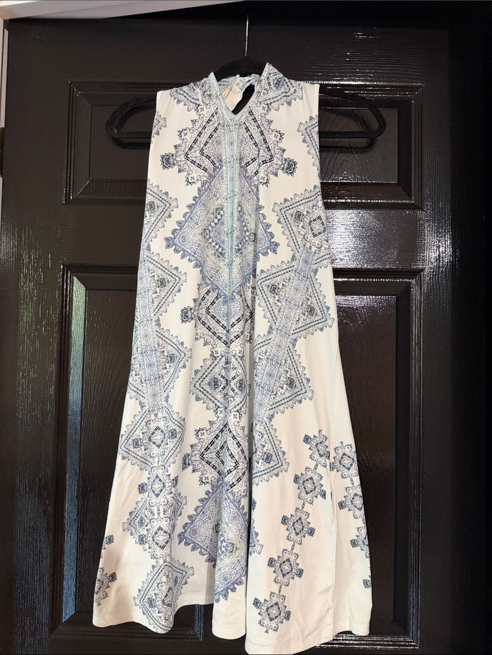 Altar'd State White Dress with Blue Paisley Print